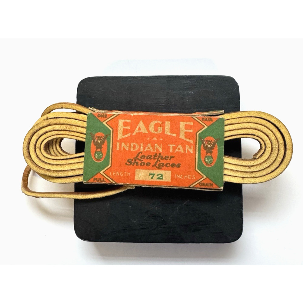 Vintage Eagle Indian Tan Leather Shoe Laces 72 inch Length Great Graphics on pkg